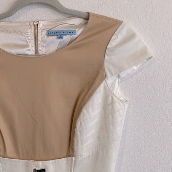 Antonio Melani Colorblock Cap Sleeve Corset Detailing Sheath Dress Sz 0 - Picture 5 of 9